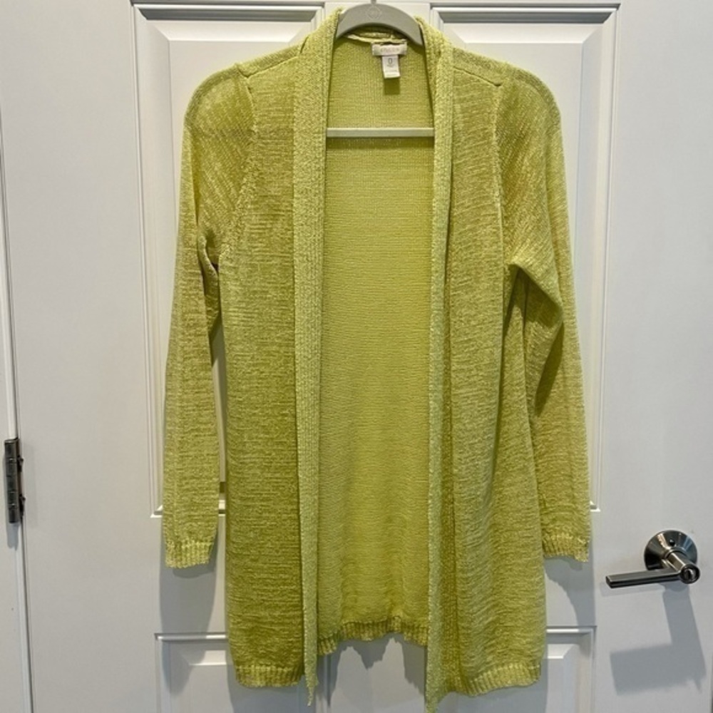 Chico’s Lime Green Open Front Knit Cardigan